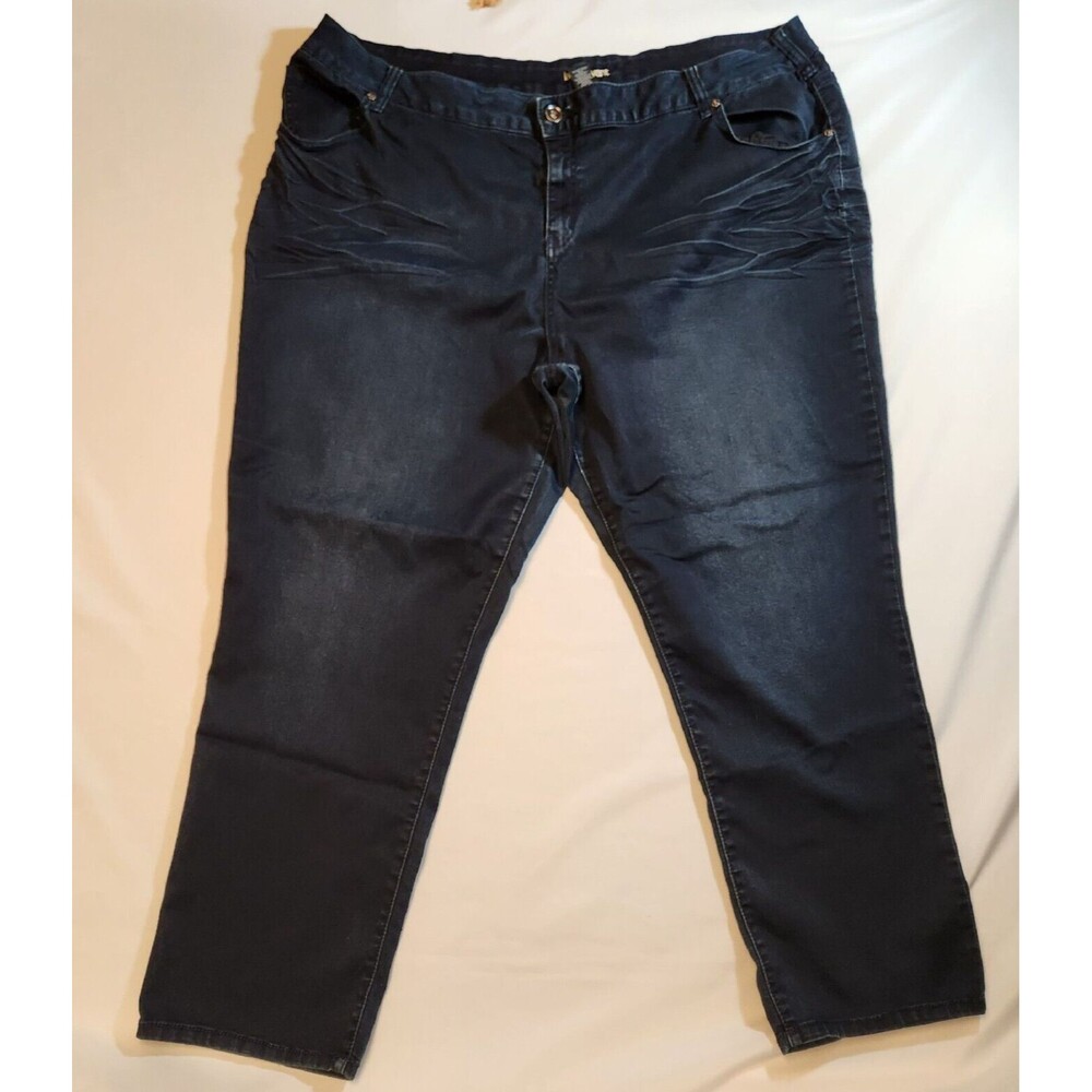 Lane Bryant Jeans Straight Dk Blue Womens Size 28 4 Pocket 47W x 29L x 14R Apprx